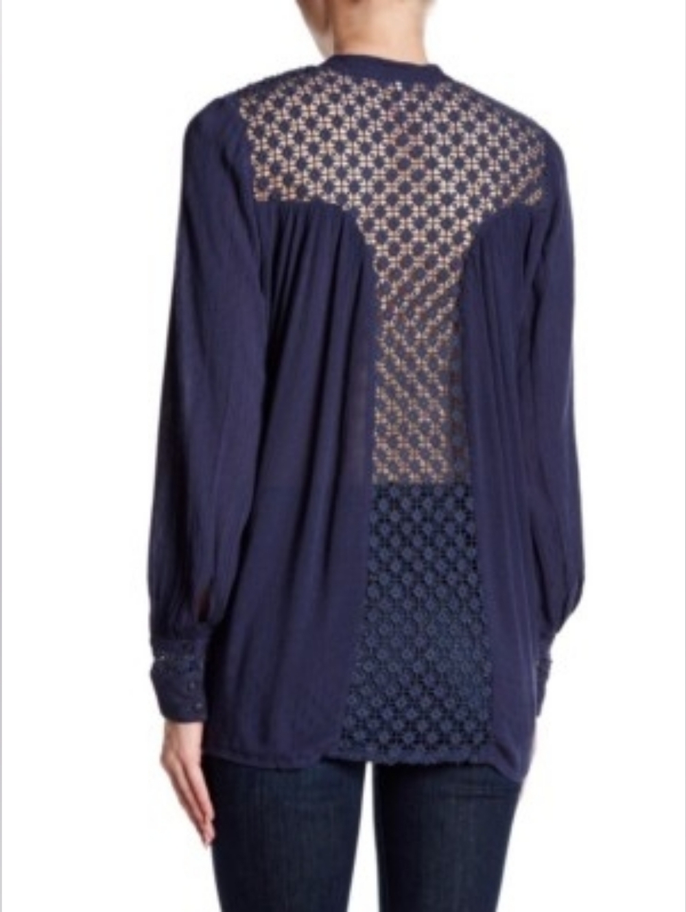 Free People Large "The Best Blouse" In Navy